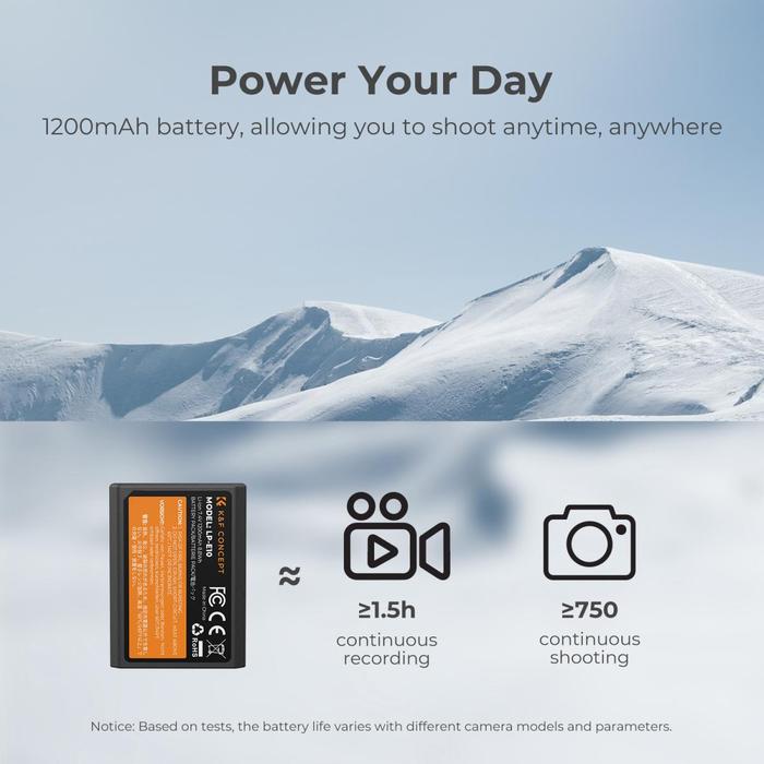 KNF Concept LP-E10 2 Pack Battery & Charger For Canon EOS 1100D 1300D 1500D 1200D X50 1200D K&F Concept - Kit 2 Battery+Charger · 6