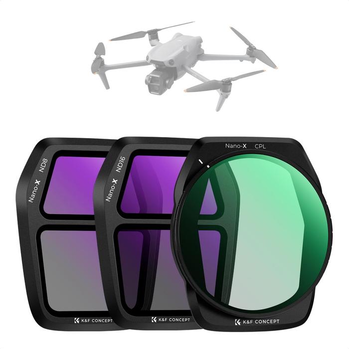 K&F Concept CPL + ND8 + ND16 Filter For DJI Air 3S Circular Polarizing & Neutral Density KNF Concept Drone Filters 3-Pack · 2
