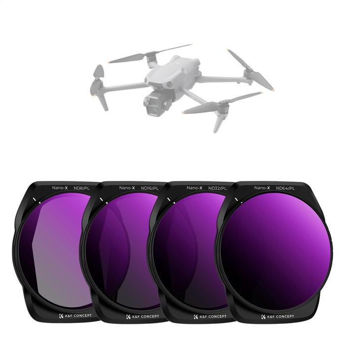 K&F Concept ND8/PL + ND16/PL + ND32/PL + ND64/PL For DJI Air 3S Neutral Density Drone Filter KNF Concept 4-Pack · 2