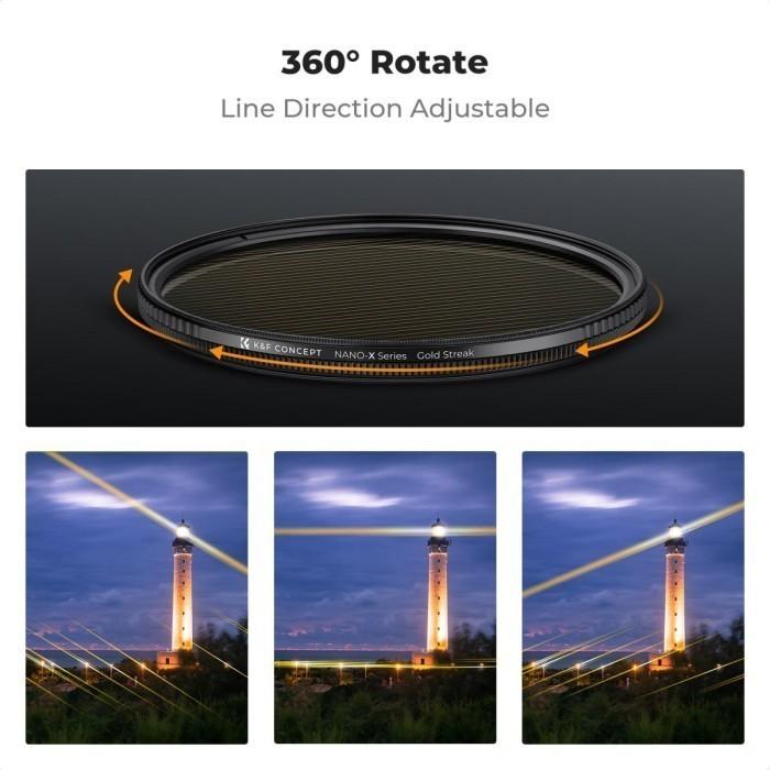 K&F Concept Gold Streak 58mm Filter Nano-X Anamorphic Flare Like Effects KNF Concept · 5