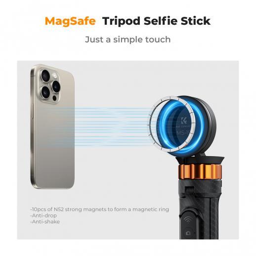 KNF Concept MS19 Magnetic Tripod Selfie Stick with Remote Bluetooth for Iphone 15/14/13/12 Magsafe Series K&F Concept - Hitam · 9