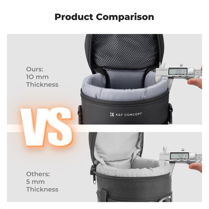 KNF Concept Camera Lens Pouch Case Waterproof Zipper Protective Carry Bag Tas Lensa K&F Concept - Small - Gambar 6