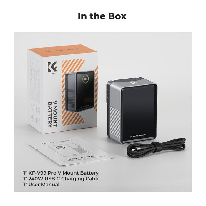 K&F Concept BP-VL99 6700mAh 99Wh V-Mount Battery with PD100W USB-C Fast Charging and Multi-Output Ports, TFT Digital Screen & Emergency Light for Camera, photography light, smartphone, laptop KNF Concept · 9