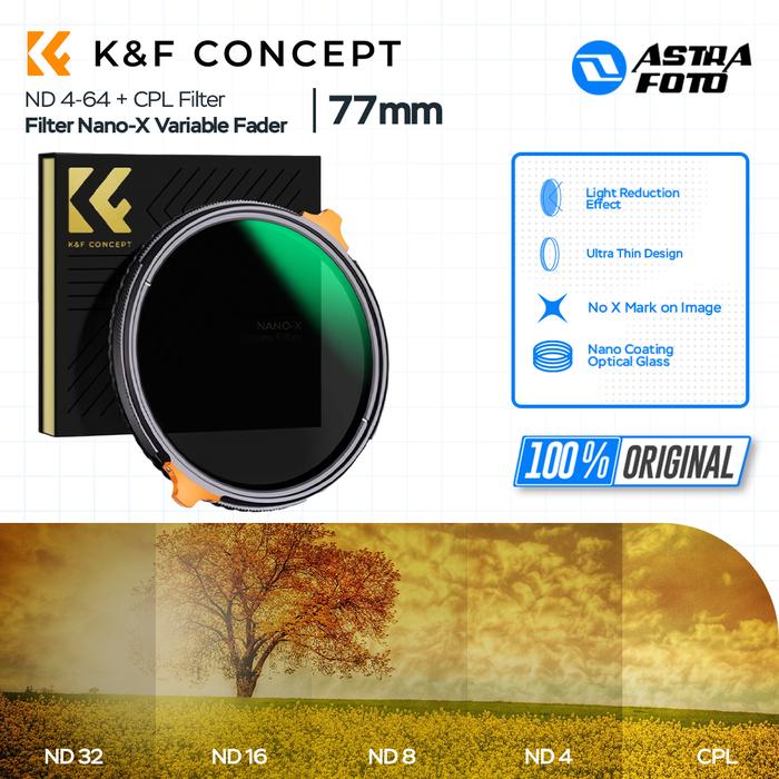 KNF Concept KNF Concept 77mm Filter Nano-X Variable ND4-64 + CPL K&F Filter Lensa