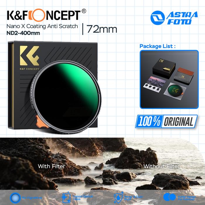 KNF Concept 72mm Filter Variable ND2-400 Nano X Coating Anti Scratch & Waterproof Pro HD Ultra Thin Lens Filter Lensa K&F Concept