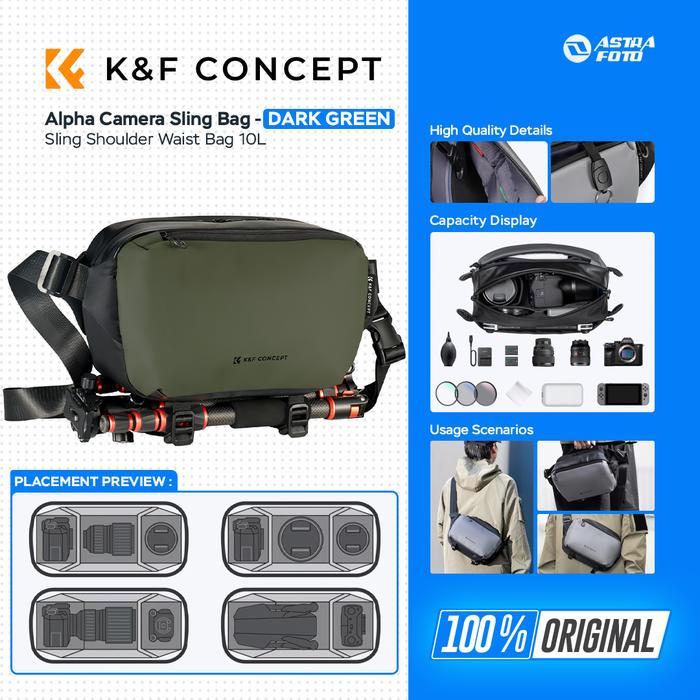 K&F Concept Alpha Camera Sling Shoulder Waist Bag 10L Tas Kamera KNF - BLACK+BROWN · 4