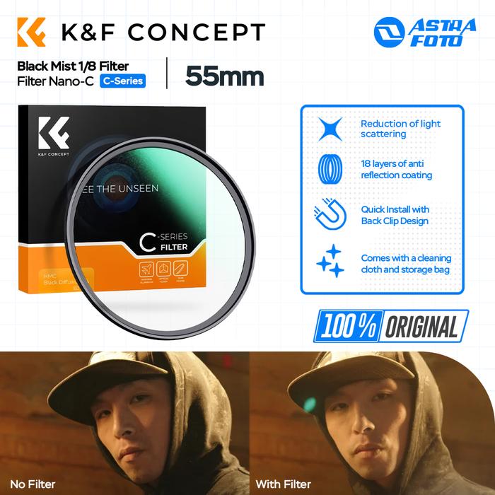 KNF Concept KNF Concept 55mm Lens Filter Nano-C Black Mist 1/8 Filter K&F Concept Black Diffusion