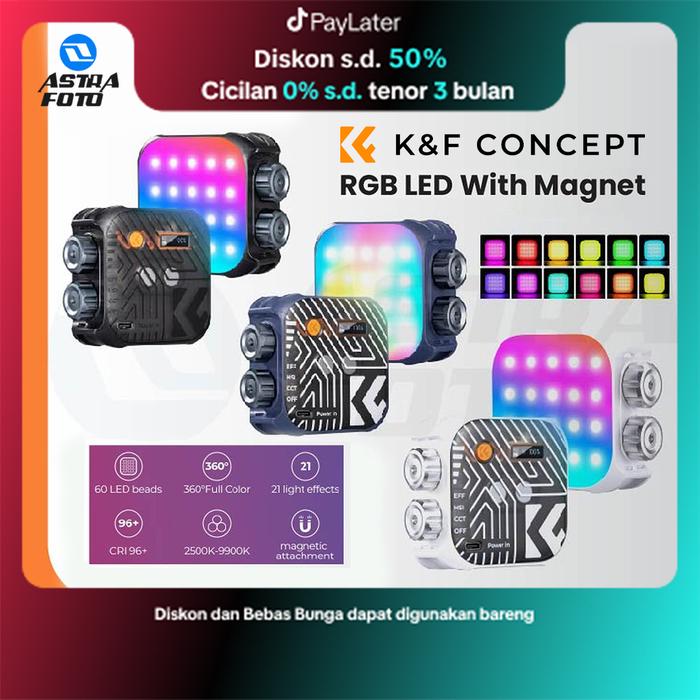 KNF Concept RGB LED Video Fill Light Portable With Magnet & Effect K&F - Biru · 2