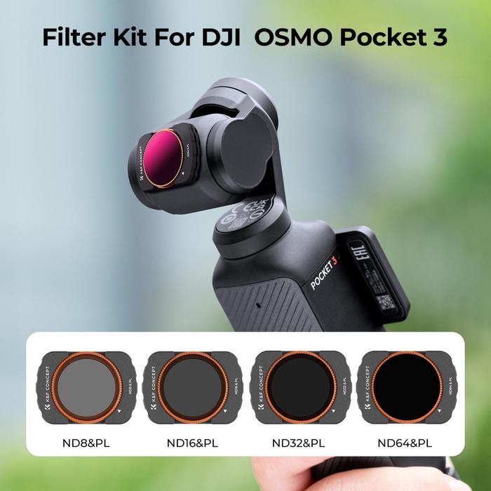 K&F Concept Filter ND8/PL + ND16/PL + ND32/PL + ND64/PL For DJI Osmo Pocket 3 KNF Filter 4-Pack Filters · 3