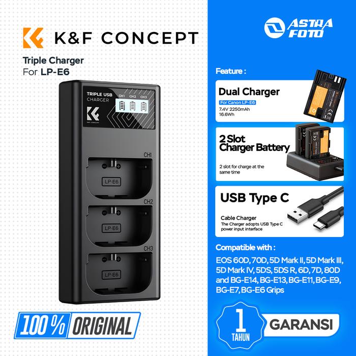 KNF Concept Battery Canon LP-E6 NH 2-Pack With Dual Charger K&F - Charger Only · 7