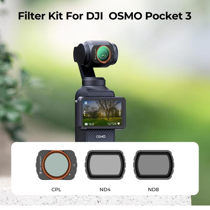 K&F Concept Filter CPL + ND4 + ND8 For DJI Osmo Pocket 3 KND Concept 3-Pack Filters · 3