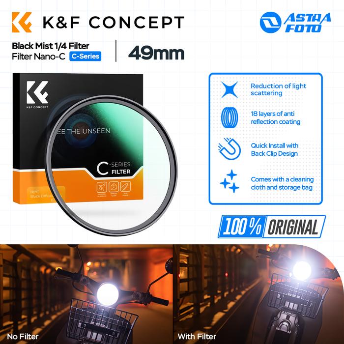 KNF Concept KNF Concept 49mm Lens Filter Nano-C Black Mist 1/4 Filter K&F Concept Black Diffusion