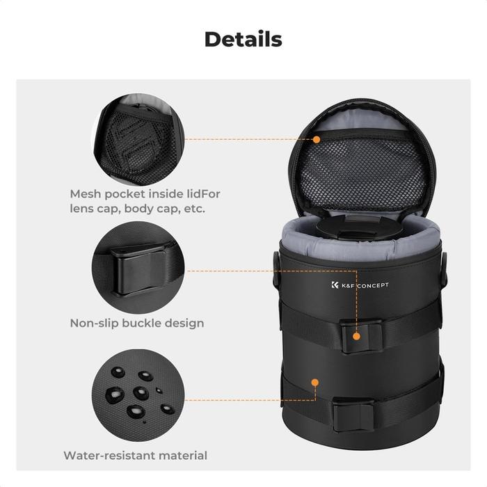 KNF Concept Camera Lens Pouch Case Waterproof Zipper Protective Carry Bag Tas Lensa K&F Concept - Small - Gambar 8