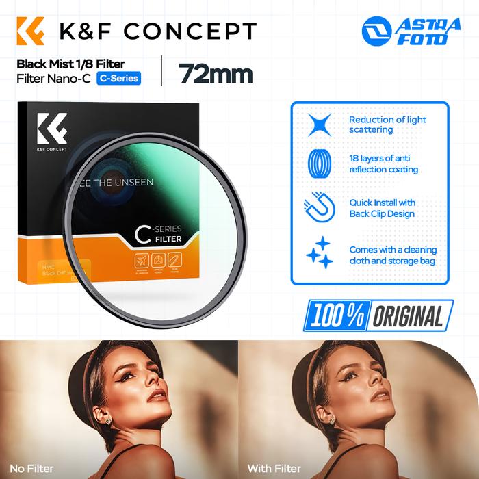 KNF Concept KNF Concept 72mm Lens Filter Nano-C Black Mist 1/8 Filter K&F Concept Black Diffusion