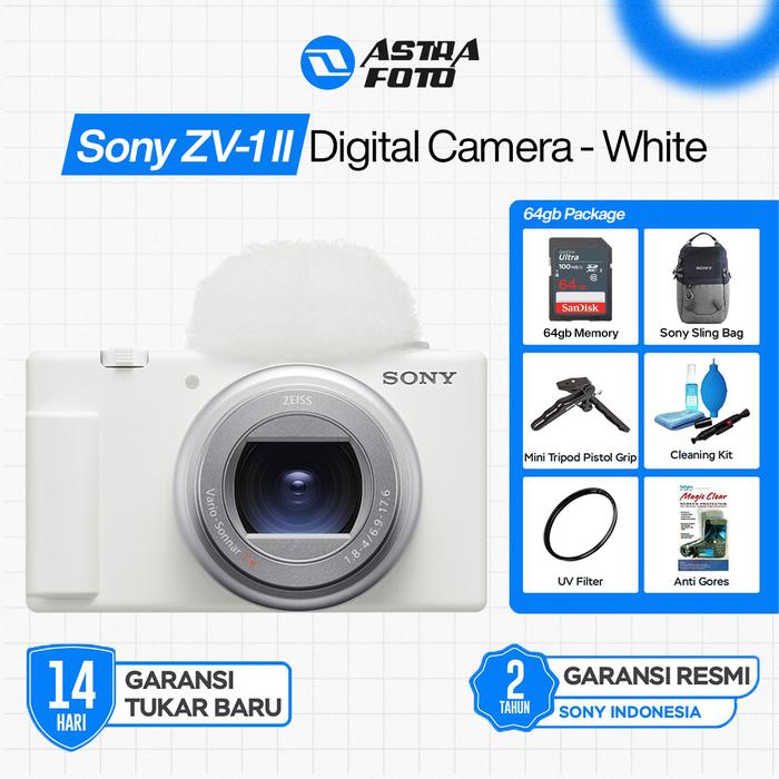 Sony Sony ZV-1 II Digital Camera Premium Compact - ZV1 II Pocket Kamera - Putih, Paket Standart