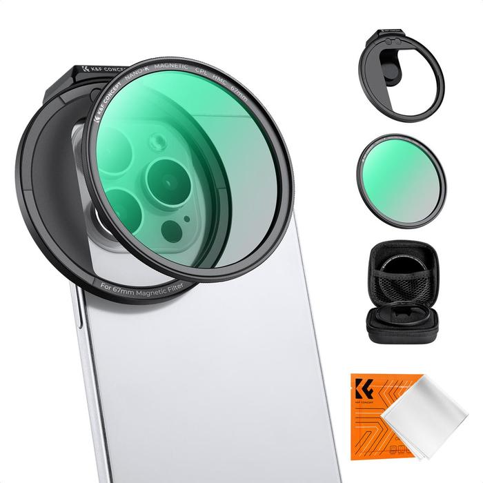 KNF Concept 67mm CPL Magnetic Phone Filter With Cold Shoe For Smartphone HP Samsung iPhone K&F Concept Filter Kit - Gambar 2