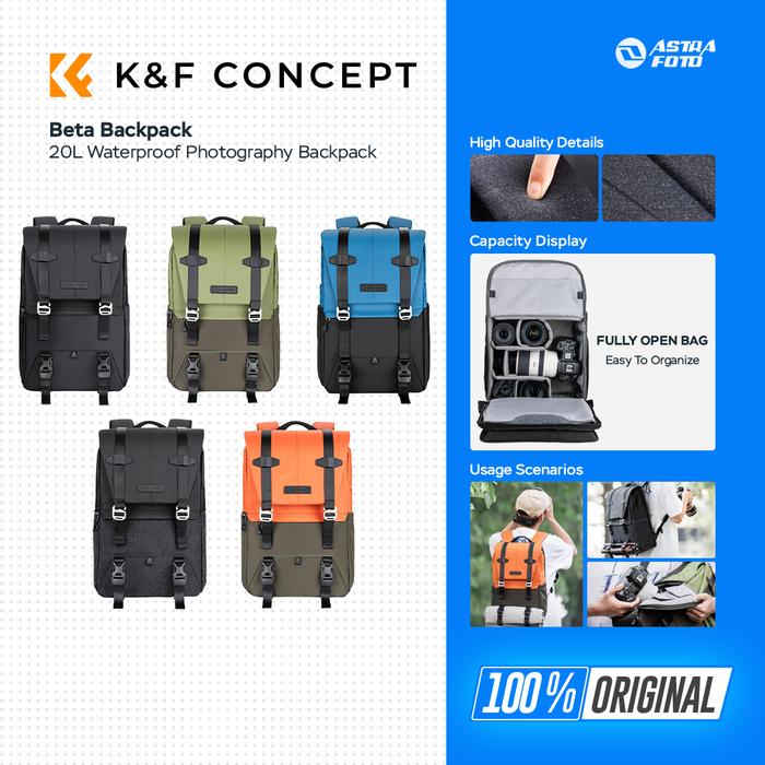 KNF Concept 20L Tas Beta Backpack Waterproof Photography Laptop K&F - Hitam · 2