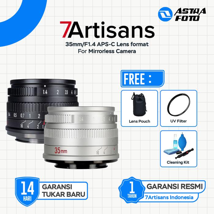 7Artisans 35mm/F1.4 APS-C Lens format for Mirrorless Camera - FUJI FX SILVER · 2