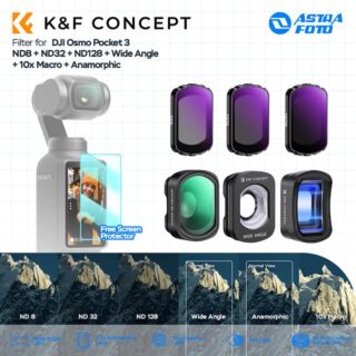 K&F Concept Filter ND8 + ND32 + ND128 + Wide Angle + 10x Macro Lens + Anamorphic Lens For DJI Osmo Pocket 3 KNF Concept 6-Pack Filters