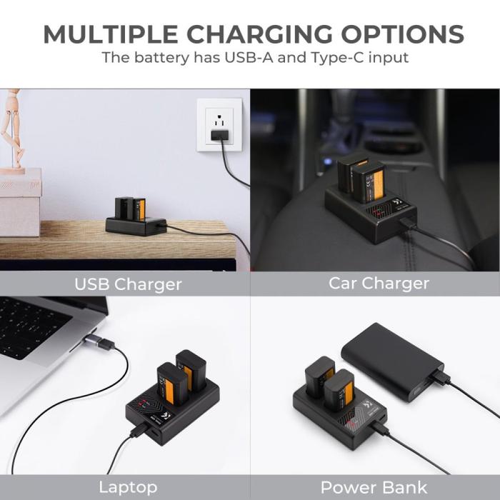 KNF K&F Concept Battery For Sony NP-FW50 2PCS + Dual Slot Charger NPFW50 - Battery Only · 4