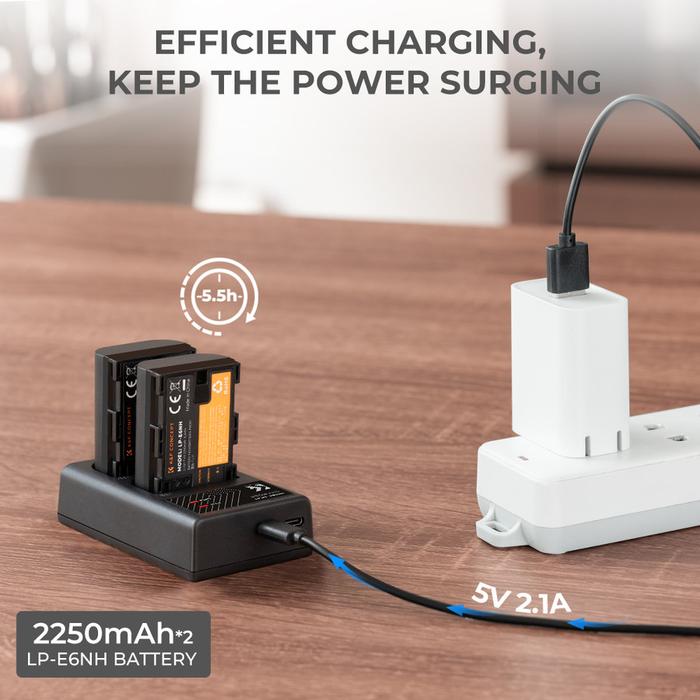KNF Concept Battery Canon LP-E6 NH 2-Pack With Dual Charger K&F - Charger Only · 4