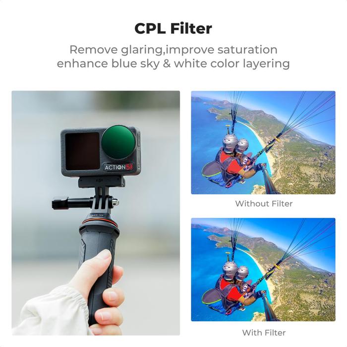 K&F Concept Filter For DJI Osmo Action 4 / 5 Pro Set CPL+ND8+ND16+ND32+ND64+ND256 Circular Polarizing Filter Neutral Density KNF Concept · 8