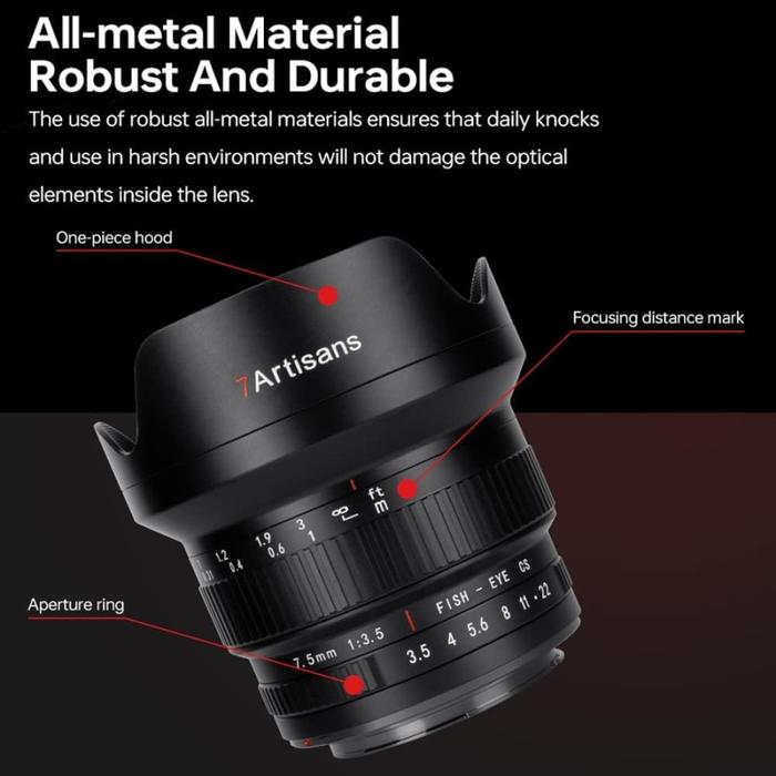 7artisans 7.5mm F3.5 mark II APSC Fisheye DSLR Lens Mount Camera For Canon EF - Nikon F - Canon EF · 5