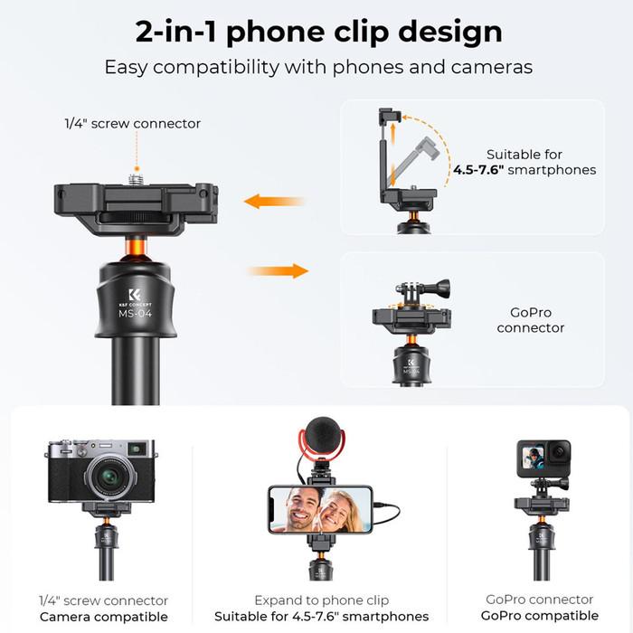 KNF Concept MS08 Tripod Mini Selfie Stick + Remote for Camera & HP Old MS04 · 4