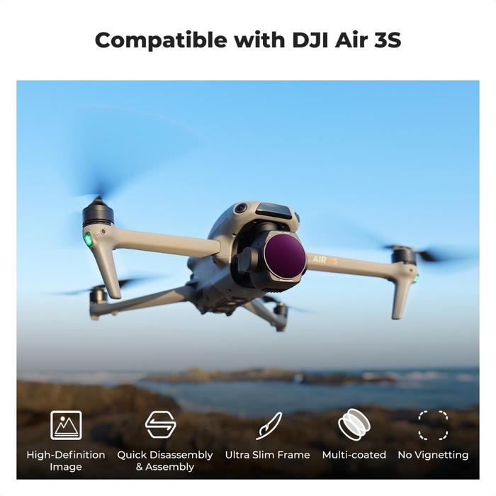 K&F Concept ND8/PL + ND16/PL + ND32/PL + ND64/PL For DJI Air 3S Neutral Density Drone Filter KNF Concept 4-Pack · 4