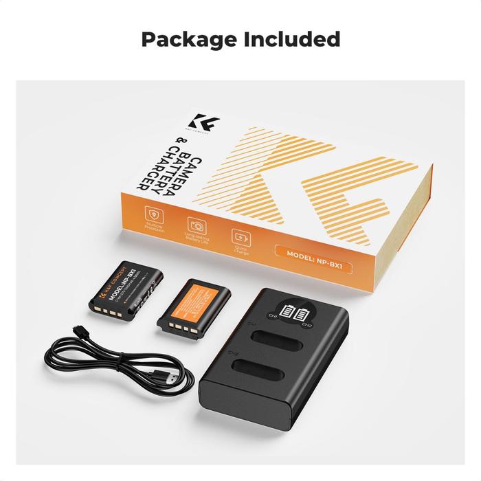 K&F Concept NP-BX1 Battery + Charger Kit Baterai For Sony NPBX1 RX100 ZV1 ZV1F RX100M7 VII HX90 KNF Concept - Charger Only · 4