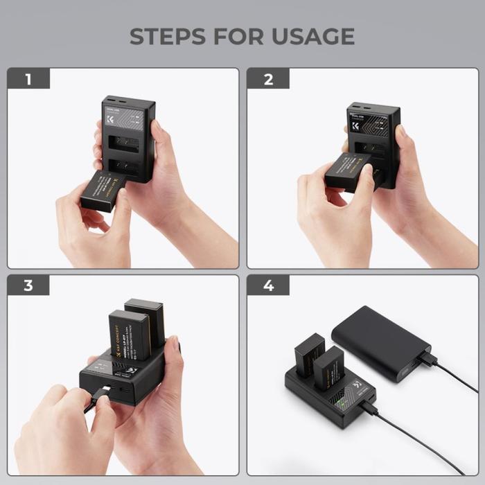 KNF K&F Concept Battery Canon LP-E17 2PCS + Dual Slot Charger LPE17 - Battery Charger · 3