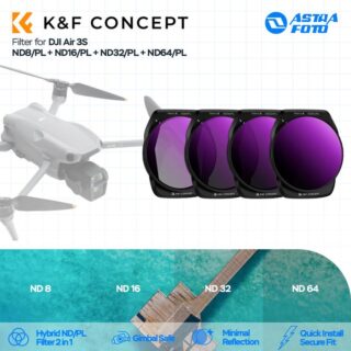 K&F Concept ND8/PL + ND16/PL + ND32/PL + ND64/PL For DJI Air 3S Neutral Density Drone Filter KNF Concept 4-Pack