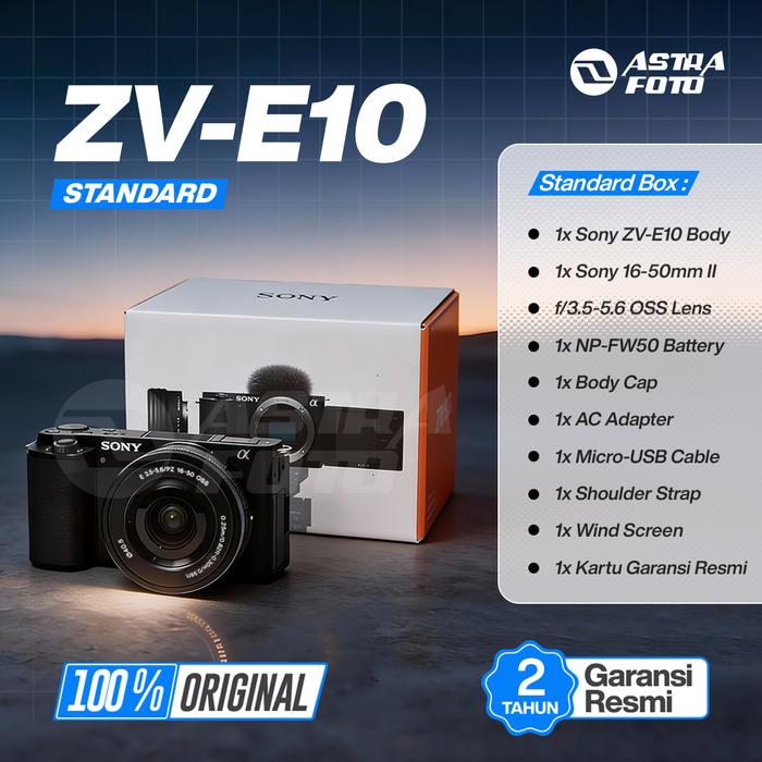 Sony Sony Alpha ZV-E10 Kit 16-50mm II ZVE10 / ZV E10 Mirrorless Camera - Standard