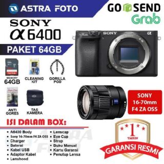 Sony A6400 Body Only + Lensa 16-70mm F4 ZA OSS Garansi Resmi