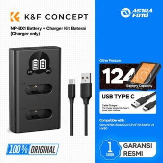 K&F Concept NP-BX1 Battery + Charger Kit Baterai For Sony NPBX1 RX100 ZV1 ZV1F RX100M7 VII HX90 KNF Concept - Charger Only