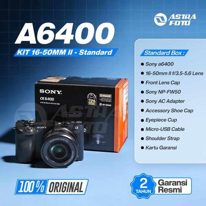Sony SONY ALPHA A6400 KIT 16-50mm II OSS KAMERA MIRRORLESS 4K GARANSI RESMI - Standard