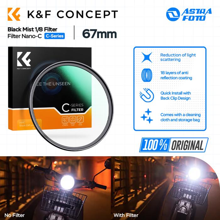 KNF Concept KNF Concept 67mm Lens Filter Nano-C Black Mist 1/8 Filter K&F Concept Black Diffusion