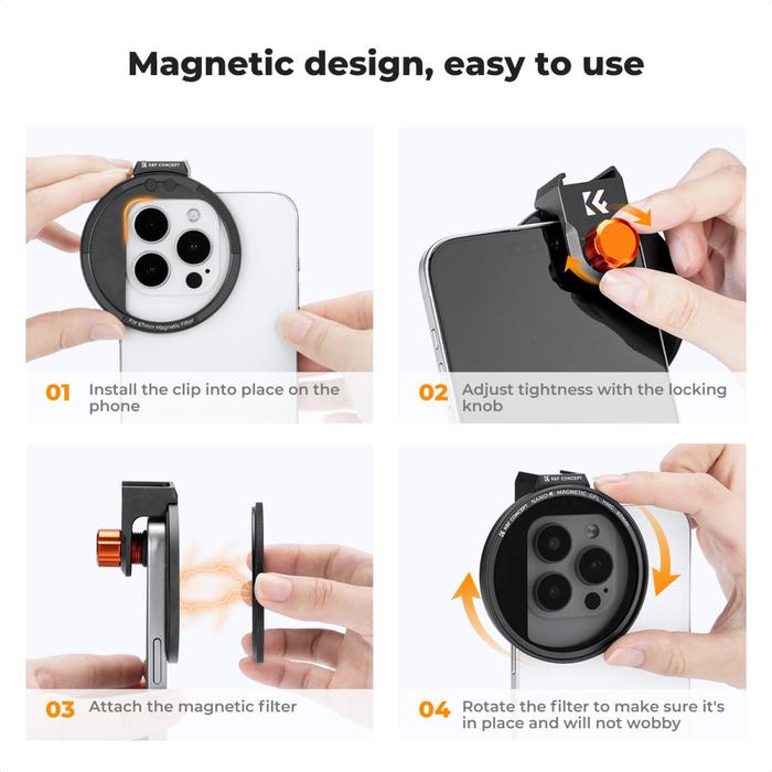 KNF Concept 67mm CPL Magnetic Phone Filter With Cold Shoe For Smartphone HP Samsung iPhone K&F Concept Filter Kit - Gambar 4