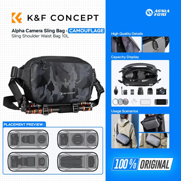 K&F Concept Alpha Camera Sling Shoulder Waist Bag 10L Tas Kamera KNF - BLACK+BROWN · 5