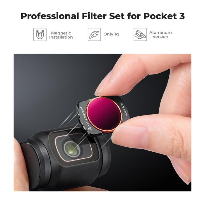 K&F Concept Filter UV + CPL + ND16/PL + ND32/PL + ND64/PL + ND256/PL For DJI Osmo Pocket 3 KNF Concept 6-Pack Filters · 4