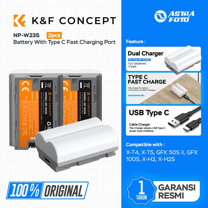 KNF Concept NP-W235 Battery With Type C Fast Charging Port For Fujifilm NPW235 Baterai K&F Concept - 1pc Battery · 2