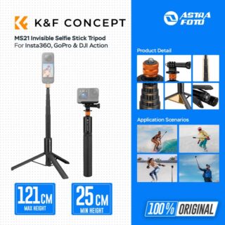 KNF Concept MS21 Invisible Selfie Stick Tripod For Insta360 X3 X4, GoPro, DJI Action Action 3 4 5 Pro Camera K&F Concept