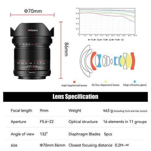 7artisans 9mm f/5.6 Full Frame Photoelectric lens (Almost O Distortion) Sony E Mount - Nikon Z - Canon EOS RF - Leica L - SONY FE · 6