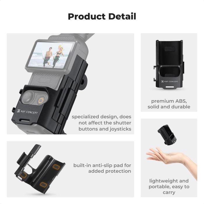 KNF Concept Adaptor Expansion Mount For DJI Osmo Pocket 3 With Cold Shoe & 1/4 Screw Hole Mounting Bracket K&F Concept - Gambar 4