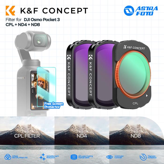 KNF Concept K&F Concept Filter CPL + ND4 + ND8 For DJI Osmo Pocket 3 KND Concept 3-Pack Filters