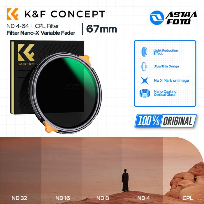 KNF Concept KNF Concept 67mm Filter Nano-X Variable ND4-64 + CPL K&F Filter Lensa