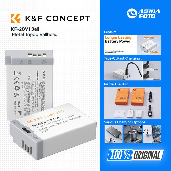 KNF Concept K&F Concept LP-E17 Battery with USB C Fast Charging for Canon EOS RP R10, R8, R50, EOS M3, M5, M6, EOS 200D, 77D, 750D, 760D, 800D, 8000D KNF Concept Baterai LPE17 - 1pc Battery