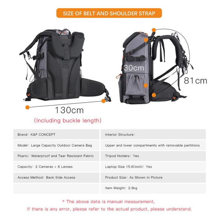 KNF Concept 33L Tas Ransel Travel Backpack Waterproof Photography K&F · 5