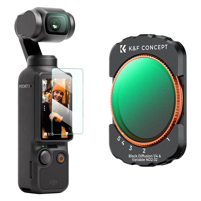 K&F Concept ND2-32 & Black Diffusion 1/4 Filter Magnetic For DJI Osmo Pocket 3 2 in 1 KNF Concept Filter · 2