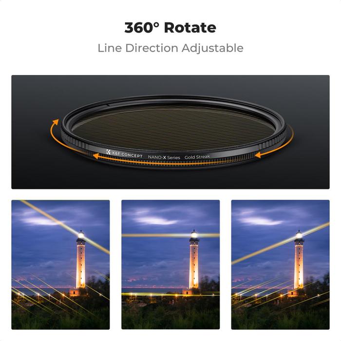 K&F Concept Gold Streak 82mm Filter Nano-X Anamorphic Flare Like Effects KNF Concept · 5